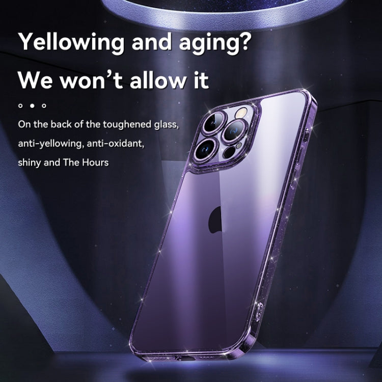 For iPhone 14 Pro SULADA Glittery TPU + Tempered Glass Phone Case(Purple) - HoMEdemic™ 