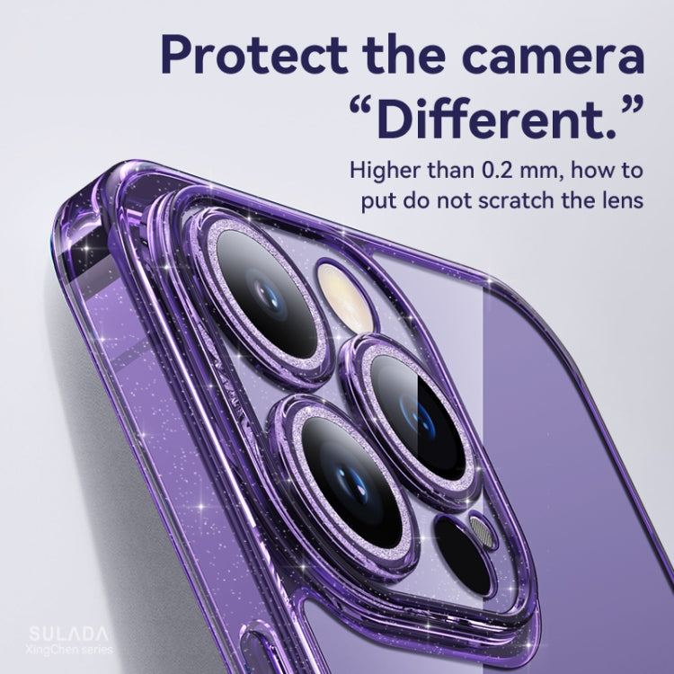 For iPhone 14 Pro SULADA Glittery TPU + Tempered Glass Phone Case(Transparent) - HoMEdemic™ 