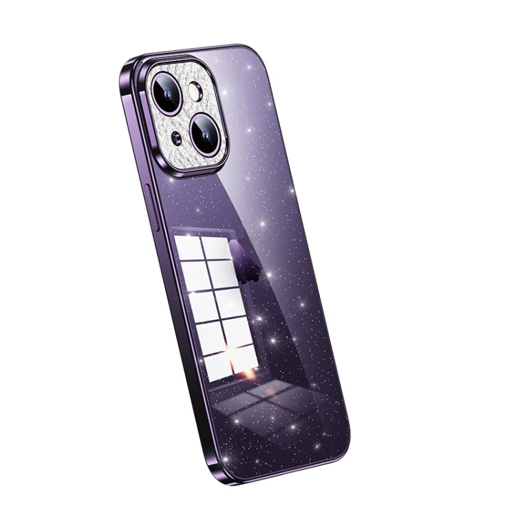 For iPhone 15 SULADA Electroplated Transparent Glittery TPU Phone Case(Purple) - HoMEdemic™ 