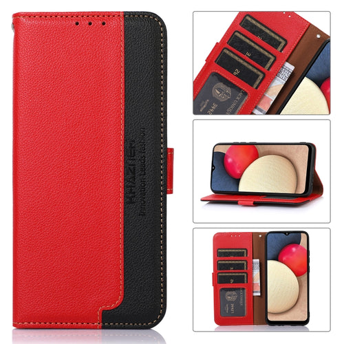 For iPhone 15 Pro Max KHAZNEH Litchi Texture Leather RFID Phone Case(Red) - HoMEdemic™ 