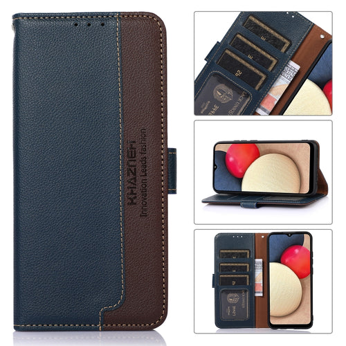 For iPhone 15 Pro Max KHAZNEH Litchi Texture Leather RFID Phone Case(Blue) - HoMEdemic™ 