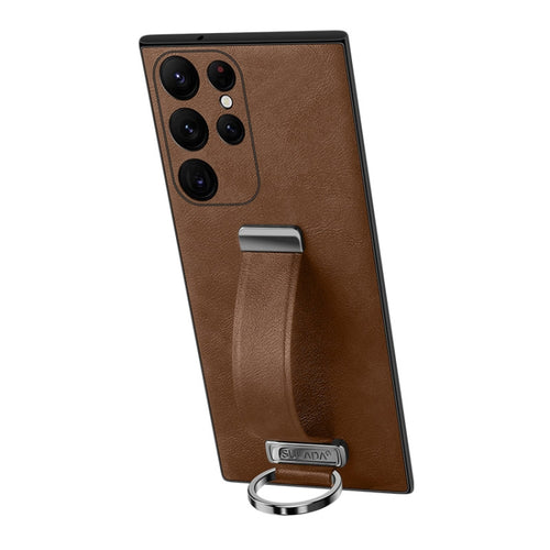 For Samsung Galaxy S24 Ultra 5G SULADA PC + Leather Texture Skin Feel Shockproof Phone Case(Brown) - HoMEdemic™ 