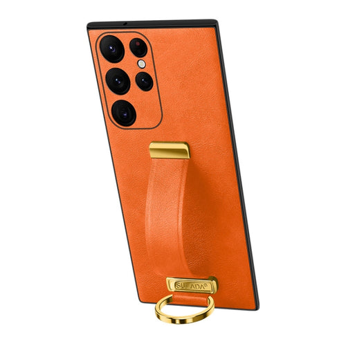 For Samsung Galaxy S24 Ultra 5G SULADA PC + Leather Texture Skin Feel Shockproof Phone Case(Orange) - HoMEdemic™ 