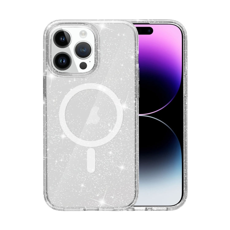 For iPhone 15 Pro Terminator Style Glitter Powder MagSafe Magnetic Phone Case(White) - HoMEdemic™ 
