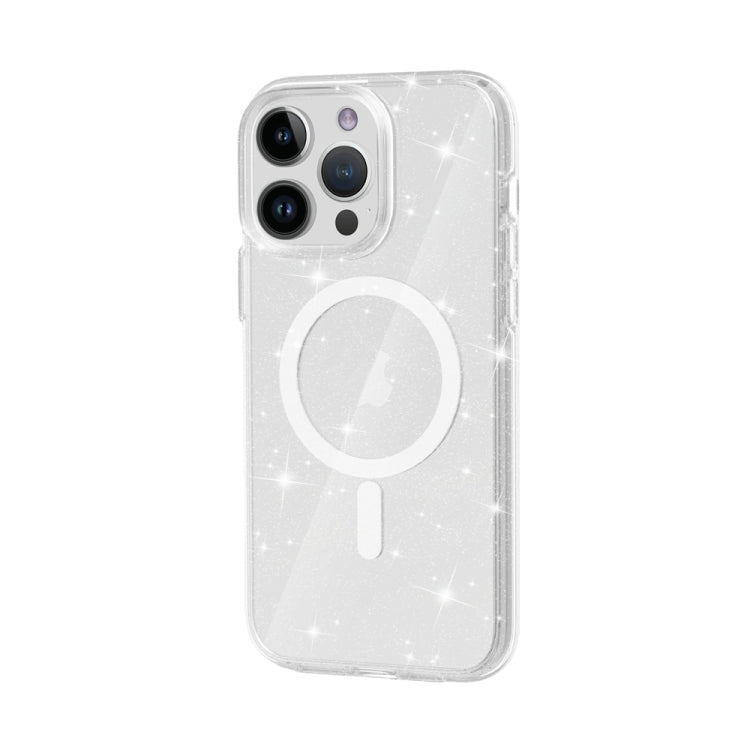 For iPhone 15 Pro Terminator Style Glitter Powder MagSafe Magnetic Phone Case(White) - HoMEdemic™ 