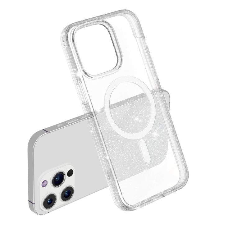For iPhone 15 Pro Terminator Style Glitter Powder MagSafe Magnetic Phone Case(White) - HoMEdemic™ 