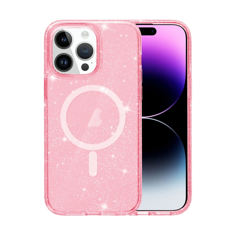 For iPhone 15 Pro Terminator Style Glitter Powder MagSafe Magnetic Phone Case(Pink) - HoMEdemic™ 