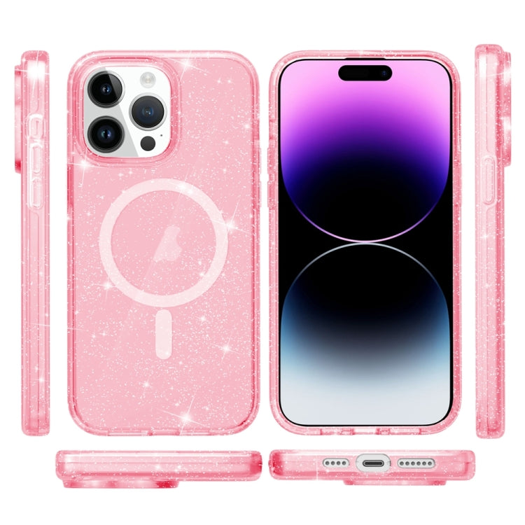For iPhone 15 Pro Terminator Style Glitter Powder MagSafe Magnetic Phone Case(Pink) - HoMEdemic™ 