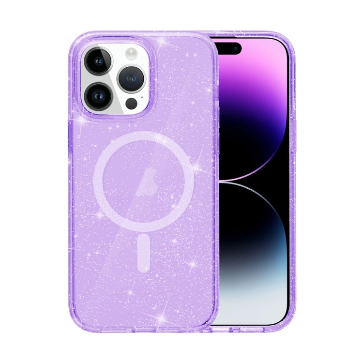 For iPhone 15 Pro Terminator Style Glitter Powder MagSafe Magnetic Phone Case(Purple) - HoMEdemic™ 