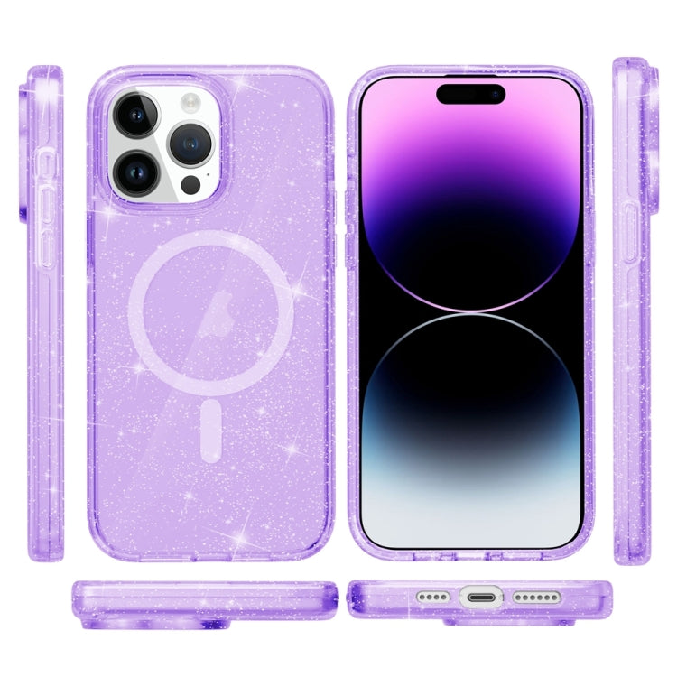 For iPhone 15 Pro Terminator Style Glitter Powder MagSafe Magnetic Phone Case(Purple) - HoMEdemic™ 
