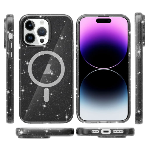 For iPhone 15 Pro Max Terminator Style Glitter Powder MagSafe Magnetic Phone Case(Black) - HoMEdemic™ 