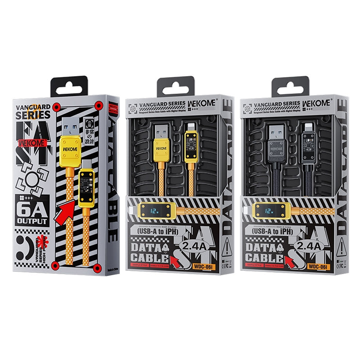 WK WDC-06i 2.4A USB to 8 Pin Digital Display Data Cable, Length: 1m(Yellow) - HoMEdemic™ 