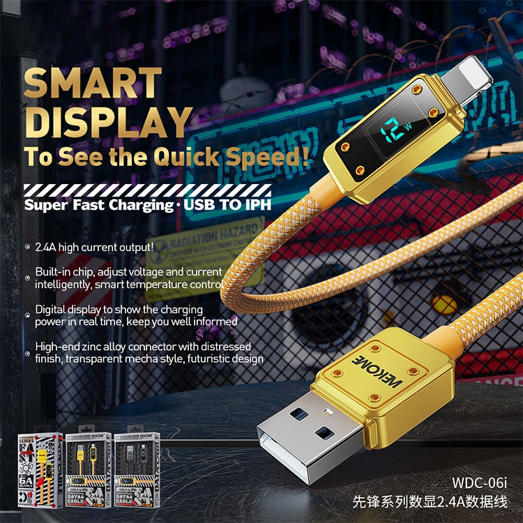 WK WDC-06i 2.4A USB to 8 Pin Digital Display Data Cable, Length: 1m(Yellow) - HoMEdemic™ 