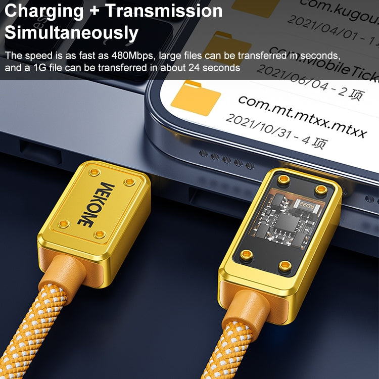 WK WDC-06i 2.4A USB to 8 Pin Digital Display Data Cable, Length: 1m(Yellow) - HoMEdemic™ 