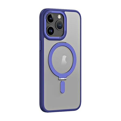 For iPhone 15 Pro Max Skin Feel MagSafe Shockproof Phone Case with Holder(Dark Blue) - HoMEdemic™ 