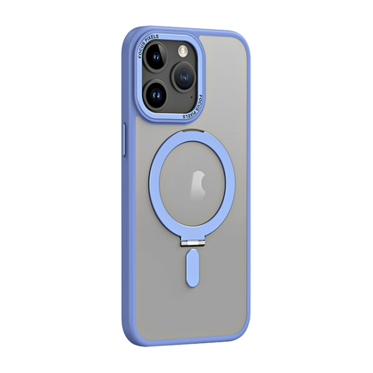 For iPhone 15 Pro Skin Feel MagSafe Shockproof Phone Case with Holder(Light Blue) - HoMEdemic™ 
