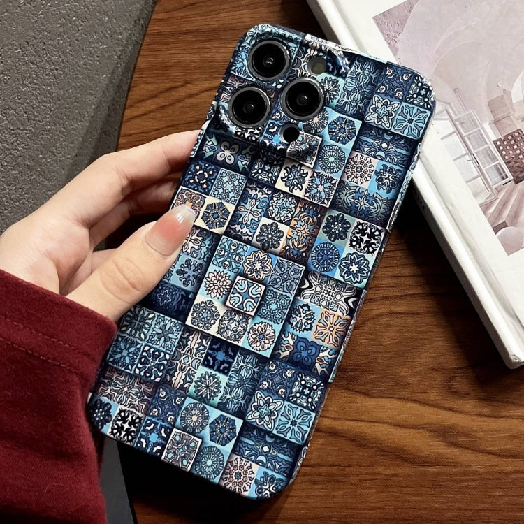 For iPhone 15 Pro Max Painted Pattern Precise Hole PC Phone Case(Green Plaid) - HoMEdemic™ 