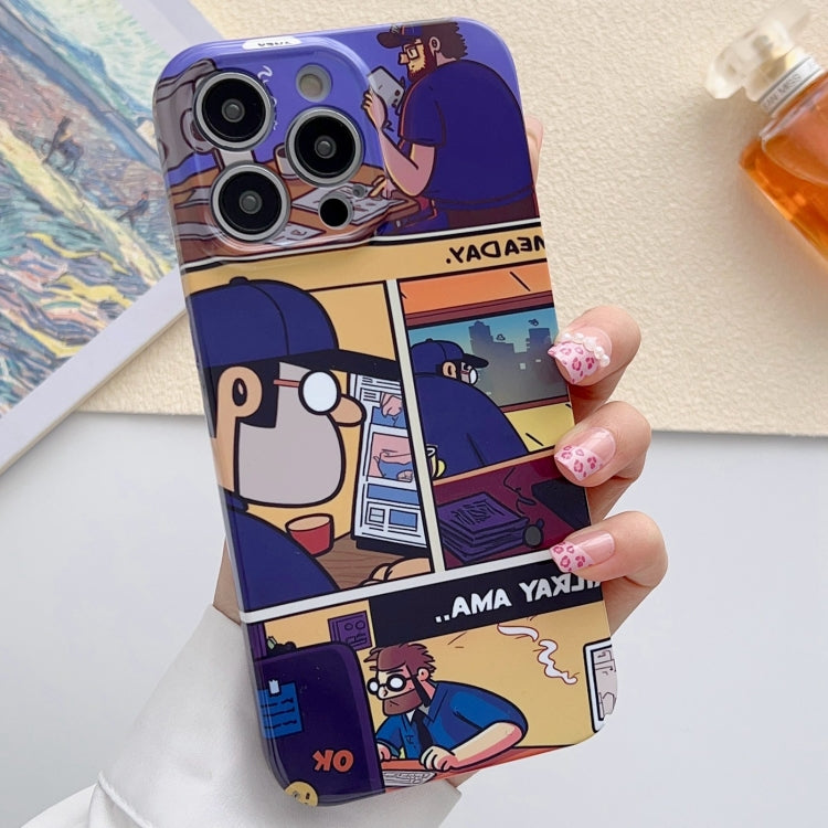 For iPhone 15 Pro Max Painted Pattern Precise Hole PC Phone Case(Working Comics) - HoMEdemic™ 