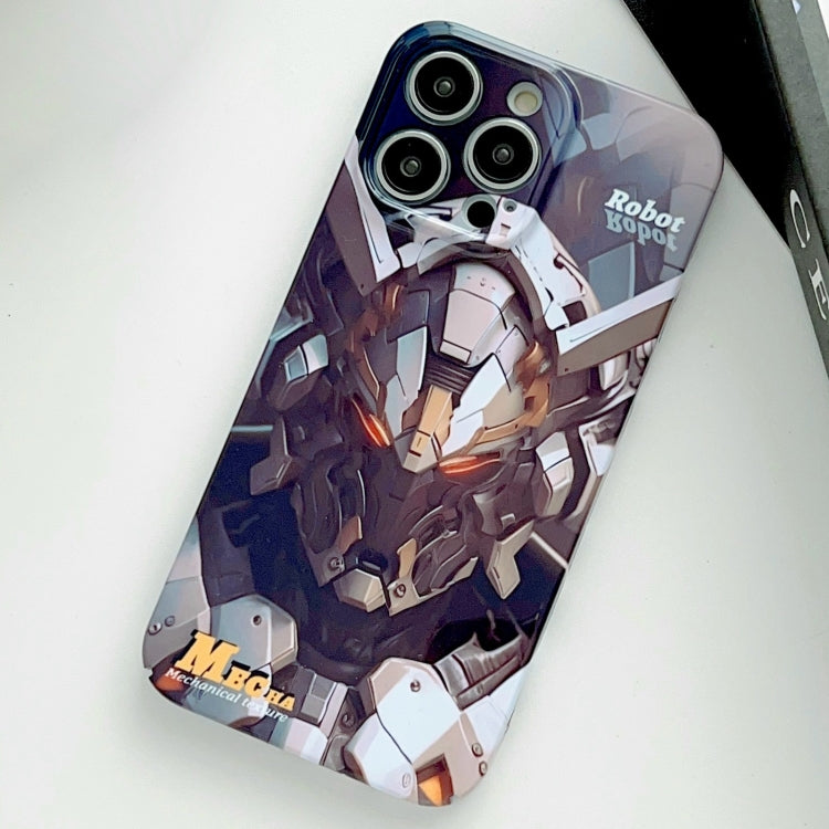 For iPhone 15 Pro Max Painted Pattern Precise Hole PC Phone Case(Grey Robot) - HoMEdemic™ 