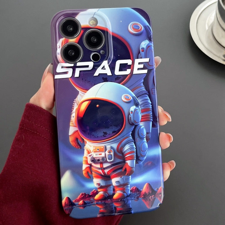 For iPhone 15 Pro Max Painted Pattern Precise Hole PC Phone Case(Orange White Astronaut) - HoMEdemic™ 