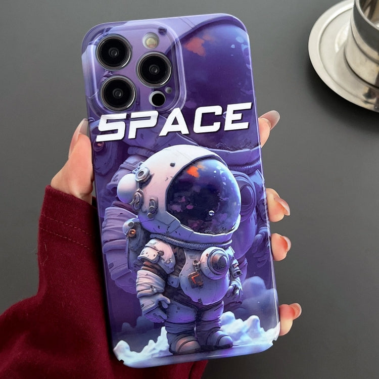 For iPhone 15 Pro Max Painted Pattern Precise Hole PC Phone Case(Purple Astronaut) - HoMEdemic™ 