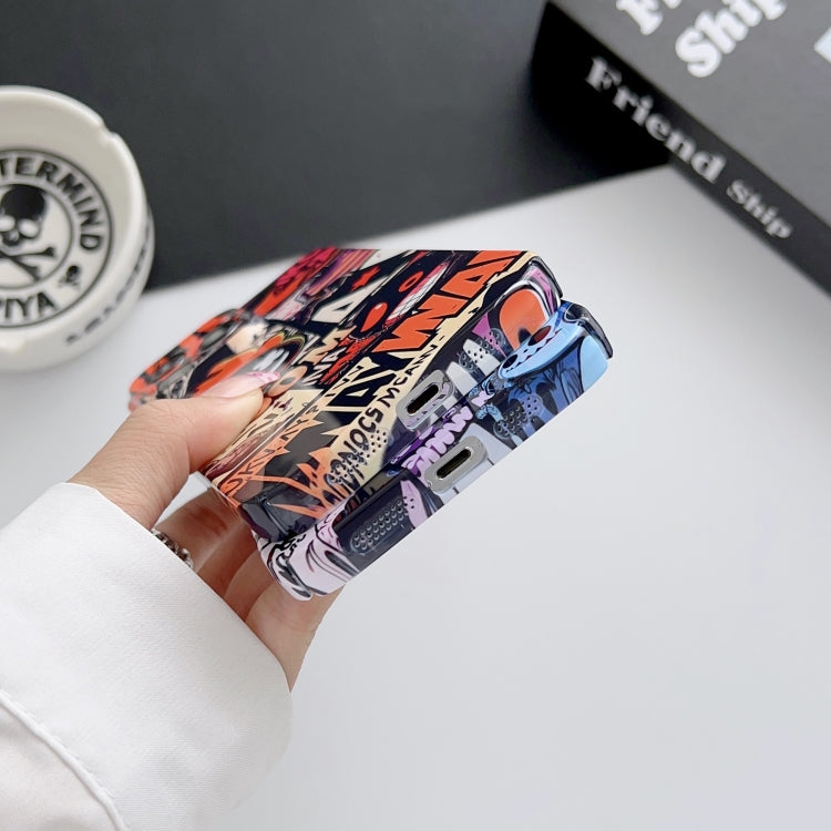For iPhone 15 Pro Max Painted Pattern Precise Hole PC Phone Case(Black Red Graffiti) - HoMEdemic™ 