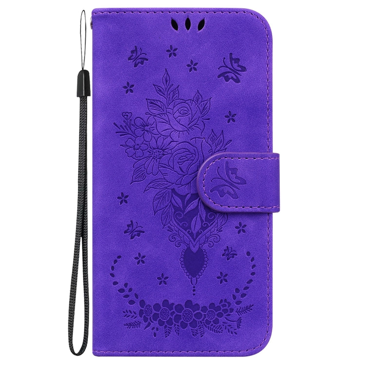 For iPhone 15 Pro Butterfly Rose Embossed Leather Phone Case(Purple) - HoMEdemic™ 