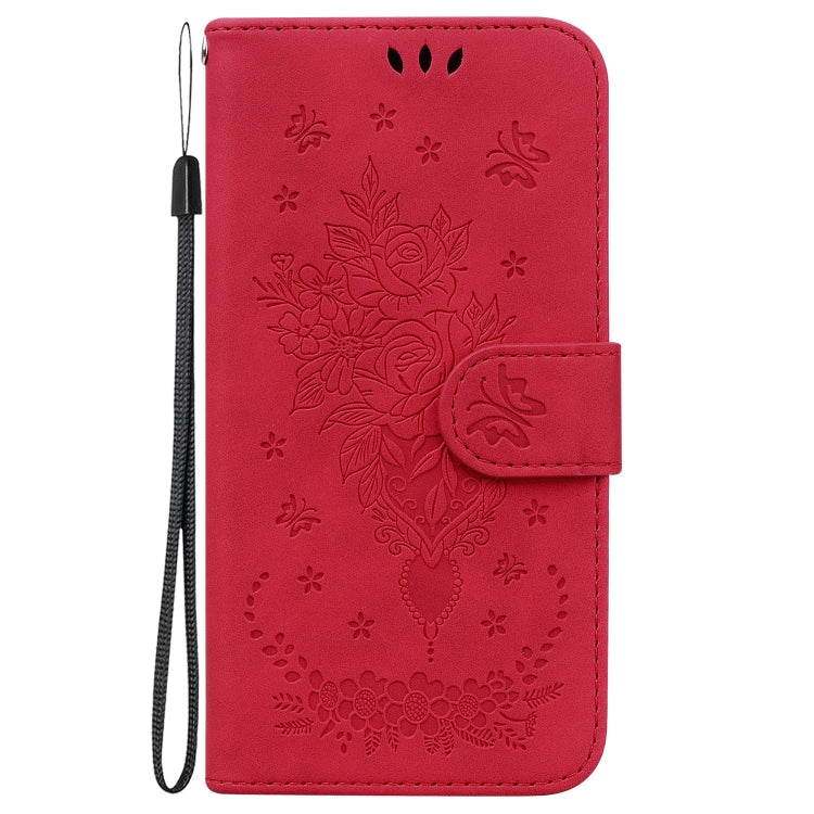 For iPhone 15 Pro Butterfly Rose Embossed Leather Phone Case(Red) - HoMEdemic™ 