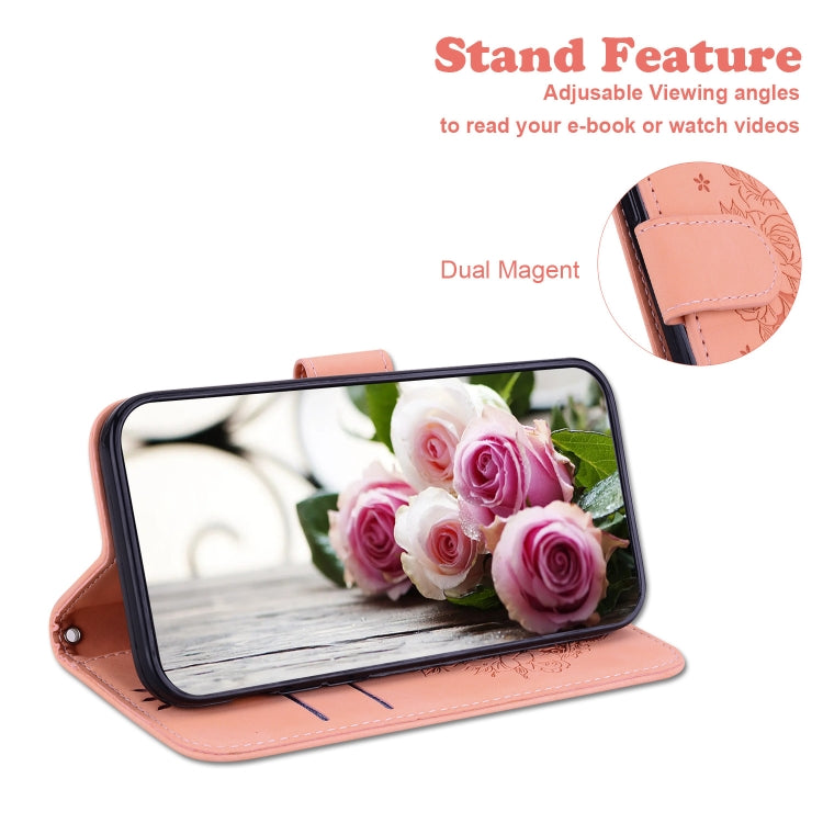 For iPhone 15 Pro Butterfly Rose Embossed Leather Phone Case(Pink) - HoMEdemic™ 