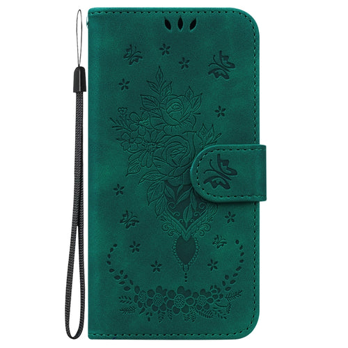 For iPhone 15 Pro Max Butterfly Rose Embossed Leather Phone Case(Green) - HoMEdemic™ 