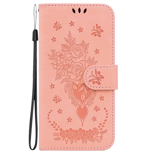 For iPhone 15 Pro Max Butterfly Rose Embossed Leather Phone Case(Pink) - HoMEdemic™ 