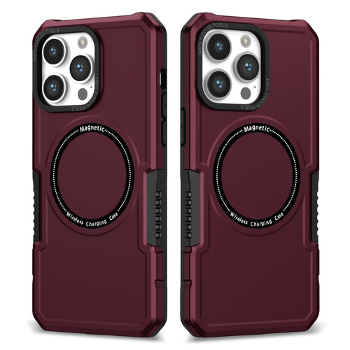 For iPhone 15 Pro Max Shockproof Armor MagSafe Phone Case(Wine Red) - HoMEdemic™ 