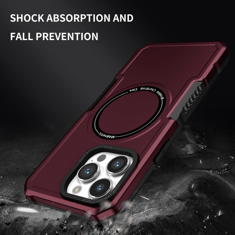For iPhone 15 Pro Shockproof Armor MagSafe Phone Case(Wine Red) - HoMEdemic™ 