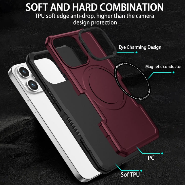 For iPhone 15 Pro Shockproof Armor MagSafe Phone Case(Wine Red) - HoMEdemic™ 
