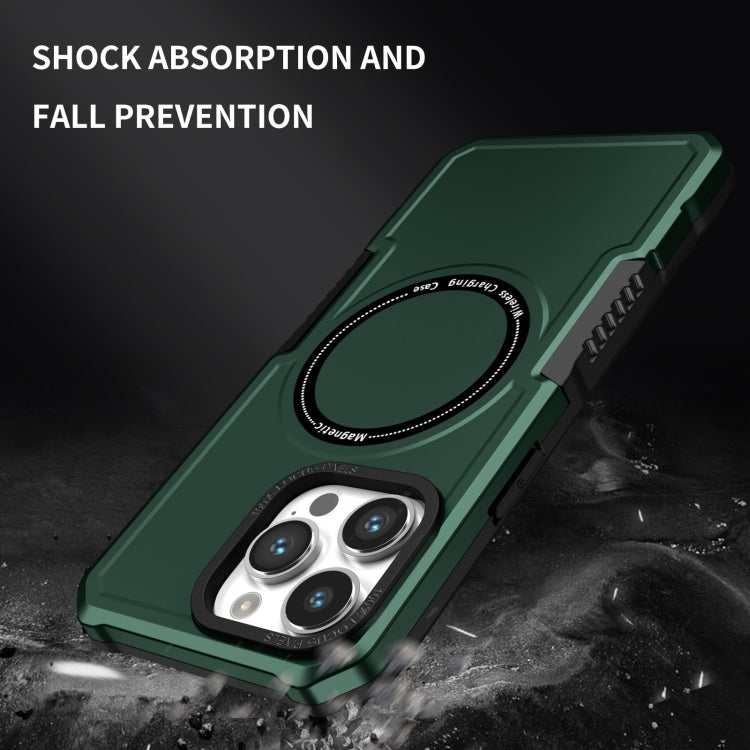 For iPhone 15 Pro Shockproof Armor MagSafe Phone Case(Dark Green) - HoMEdemic™ 