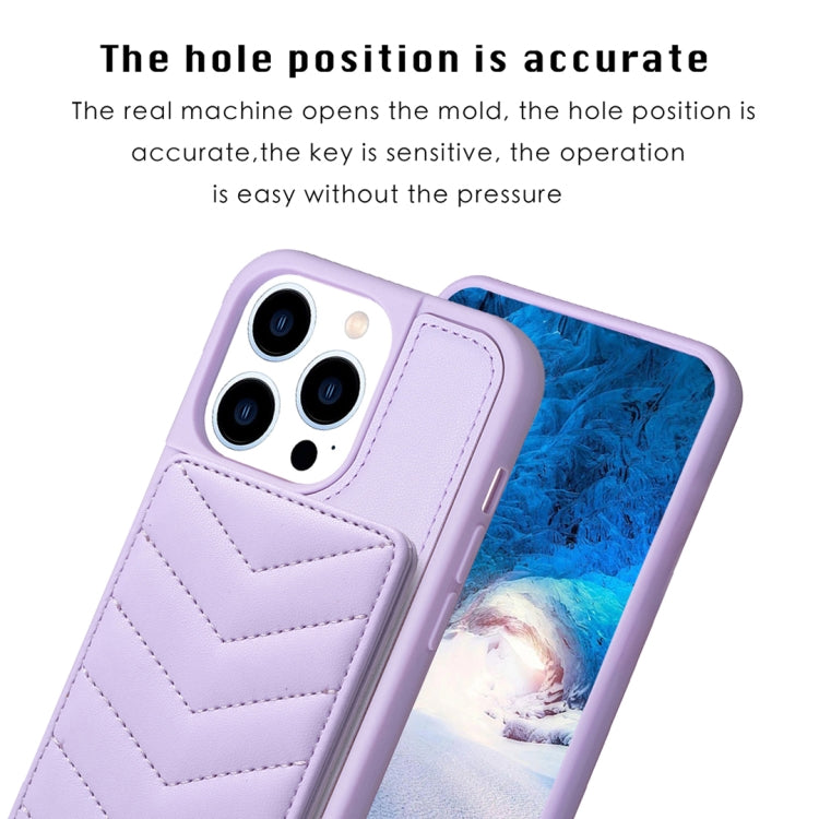 For iPhone 15 Pro BF26 Wave Pattern Card Bag Holder Phone Case(Purple) - HoMEdemic™ 
