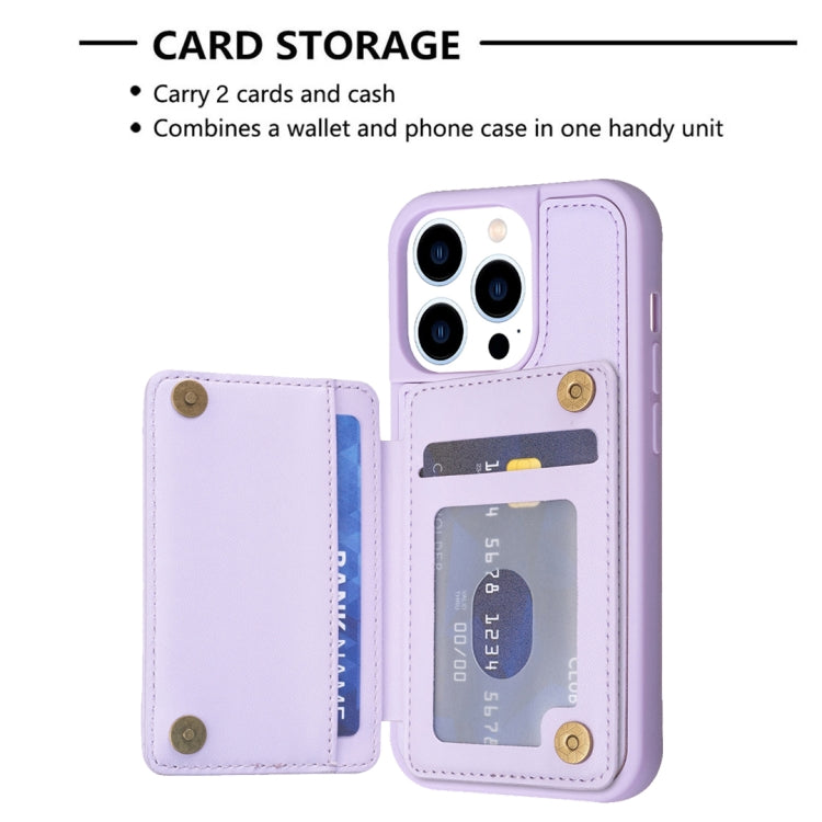 For iPhone 15 Pro BF26 Wave Pattern Card Bag Holder Phone Case(Purple) - HoMEdemic™ 