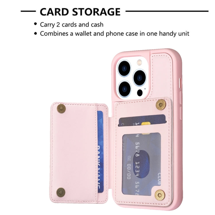 For iPhone 15 Pro BF26 Wave Pattern Card Bag Holder Phone Case(Pink) - HoMEdemic™ 