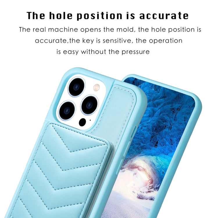 For iPhone 15 Pro BF26 Wave Pattern Card Bag Holder Phone Case(Blue) - HoMEdemic™ 