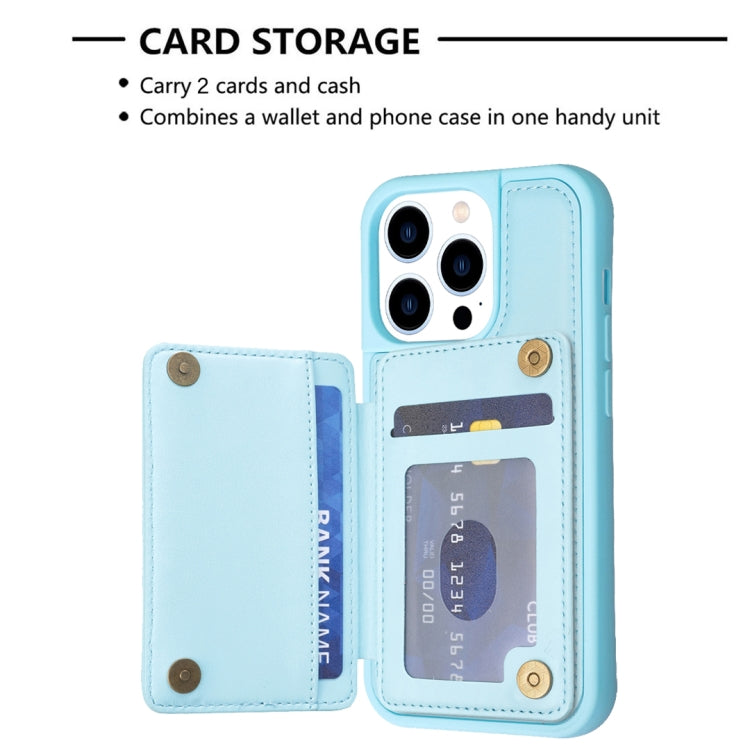 For iPhone 15 Pro BF26 Wave Pattern Card Bag Holder Phone Case(Blue) - HoMEdemic™ 