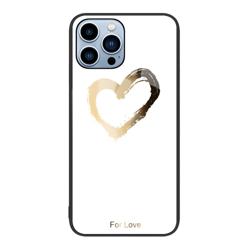 For iPhone 15 Pro Max Colorful Painted Glass Phone Case(Golden Love) - HoMEdemic™ 