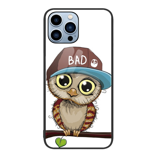 For iPhone 15 Pro Max Colorful Painted Glass Phone Case(Owl) - HoMEdemic™ 