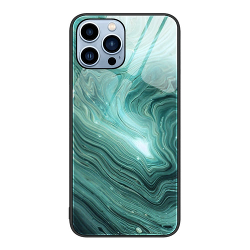 For iPhone 15 Pro Max Marble Pattern Glass Protective Phone Case(Water Waves) - HoMEdemic™ 