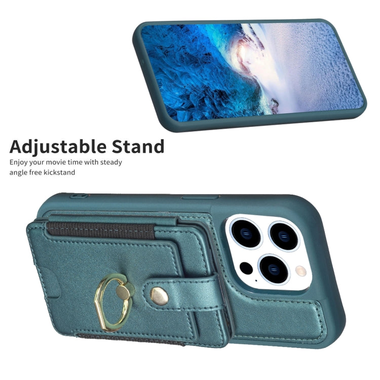 For iPhone 15 Pro BF27 Metal Ring Card Bag Holder Phone Case(Green) - HoMEdemic™ 