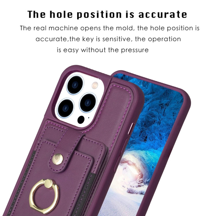 For iPhone 15 Pro BF27 Metal Ring Card Bag Holder Phone Case(Dark Purple) - HoMEdemic™ 