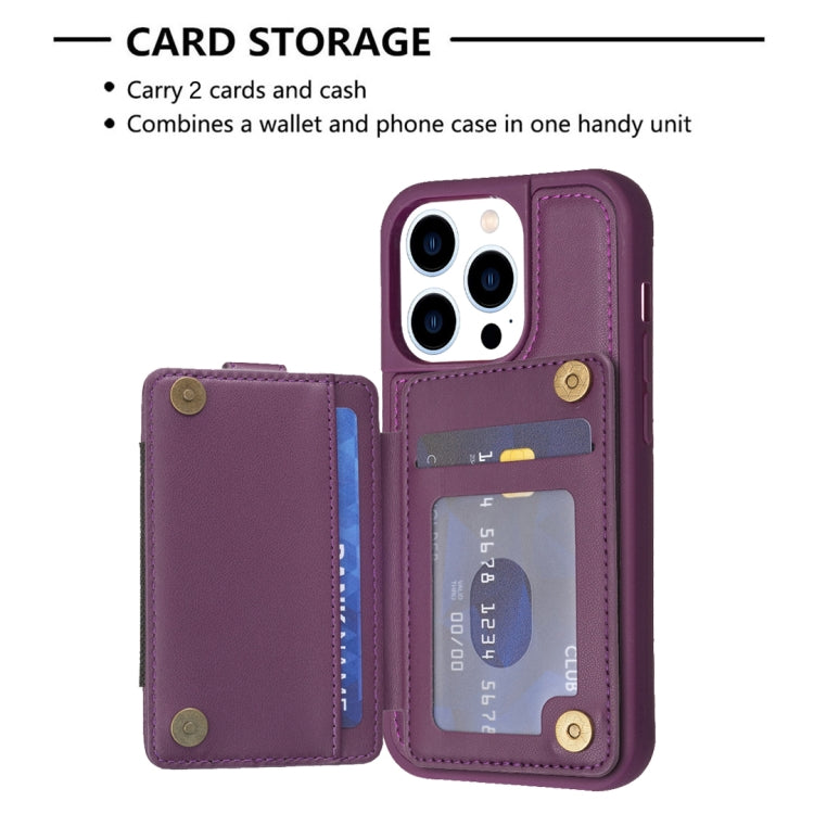 For iPhone 15 Pro BF27 Metal Ring Card Bag Holder Phone Case(Dark Purple) - HoMEdemic™ 