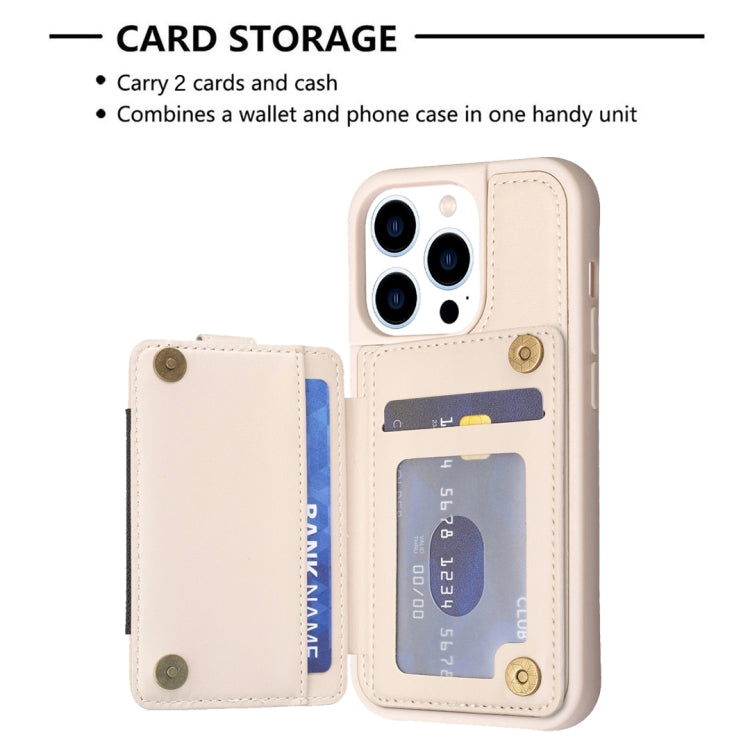 For iPhone 15 Pro BF27 Metal Ring Card Bag Holder Phone Case(Beige) - HoMEdemic™ 