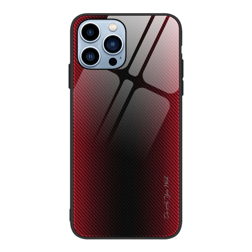 For iPhone 15 Pro Max Texture Gradient Glass TPU Phone Case(Red) - HoMEdemic™ 