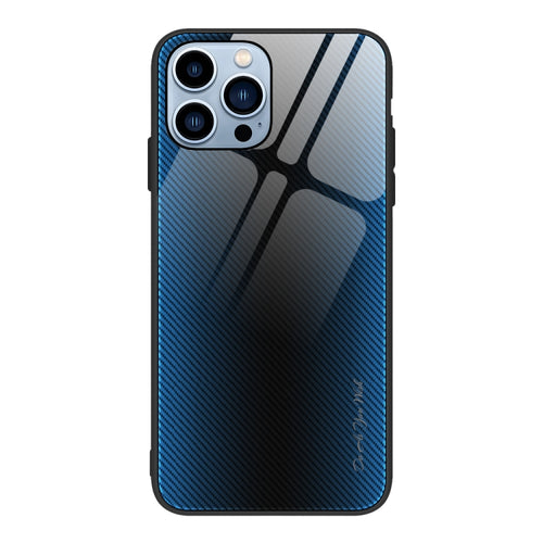 For iPhone 15 Pro Max Texture Gradient Glass TPU Phone Case(Blue) - HoMEdemic™ 