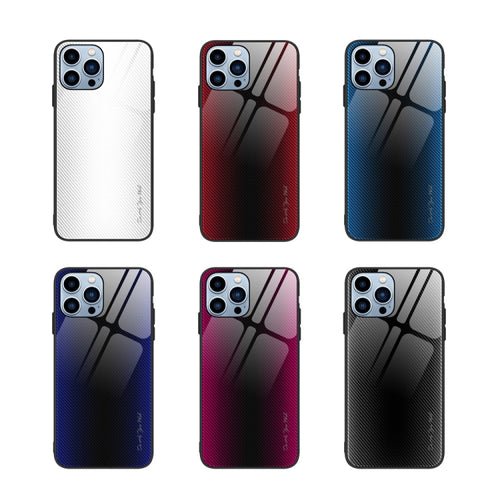 For iPhone 15 Pro Max Texture Gradient Glass TPU Phone Case(Dark Blue) - HoMEdemic™ 